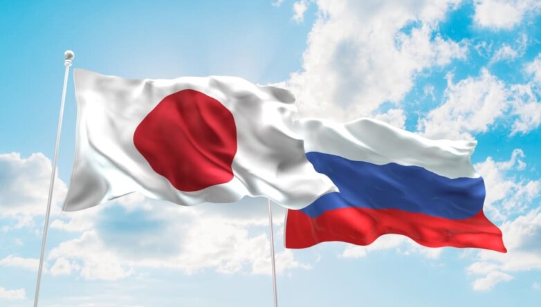 Россия, Япония, флаги