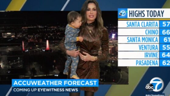 Маленький сын ведущей прогноза погоды сорвал прямой эфир