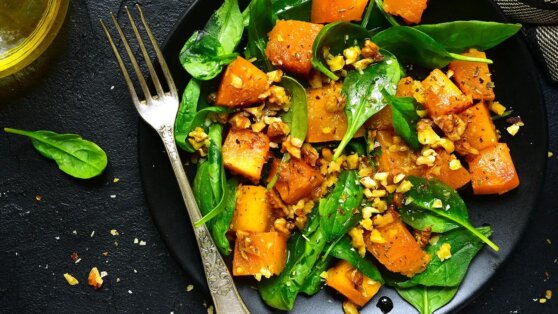 Рецепт салата из тыквы со шпинатом