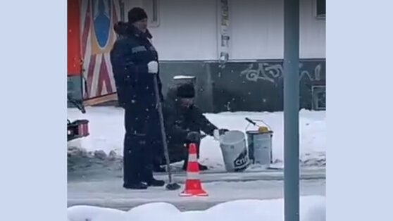 Дорожники в Иваново нарисовали пешеходный переход на снегу