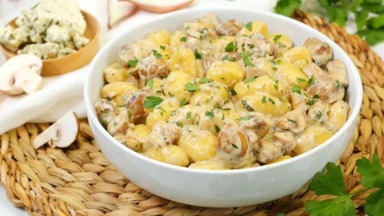 Рецепт ньокки в сливочно-грибном соусе