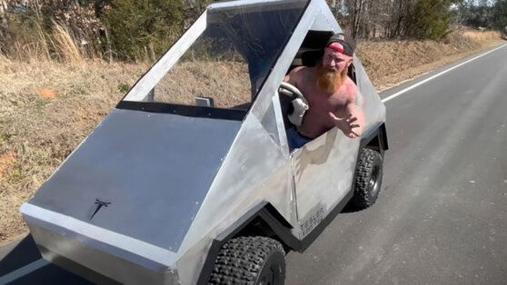 Американец создал шуточную копию Tesla Cybertruck: видео