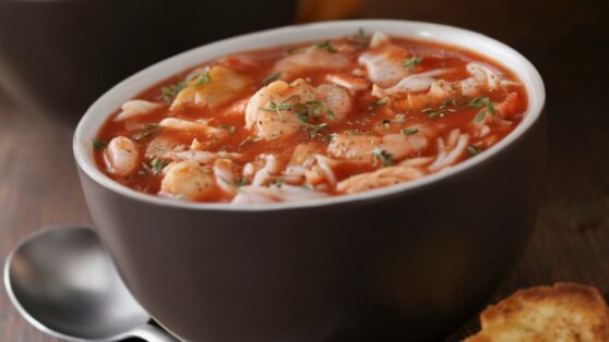 Рецепт томатного супа из морепродуктов