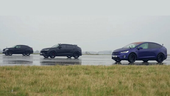 Суперкроссоверы Tesla, Brabus и Lamborghini сразились на трассе