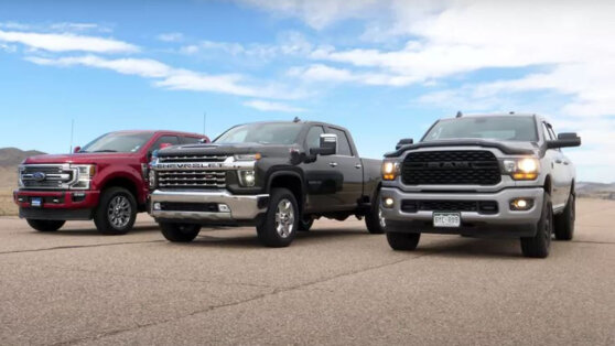 Блогеры устроили драг-заезд на 3 мощных дизельных пикапах