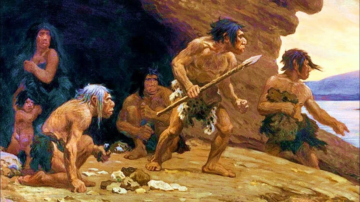 Неандертальцы у пещеры Ле-Мустье