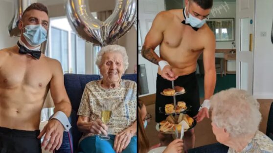 106-летняя женщина получила в подарок на день рождения обнаженного официанта