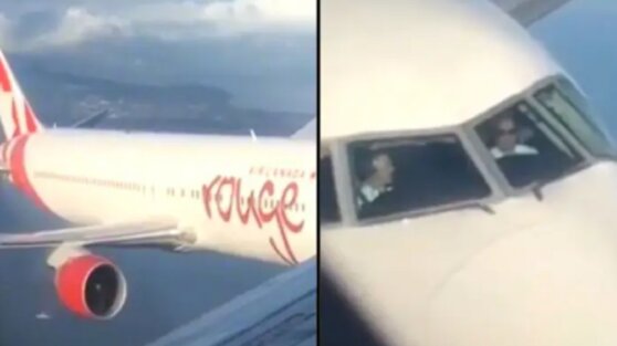 Два летящих пугающе близко друг к другу самолета сняли на видео