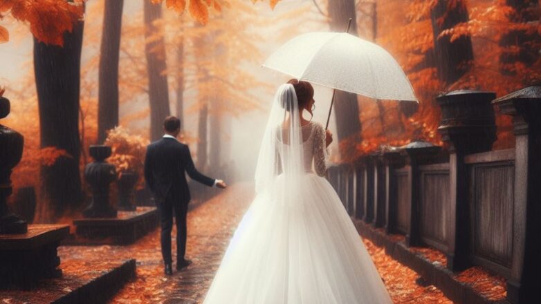 осень, дождь, невеста, несчастливый брак